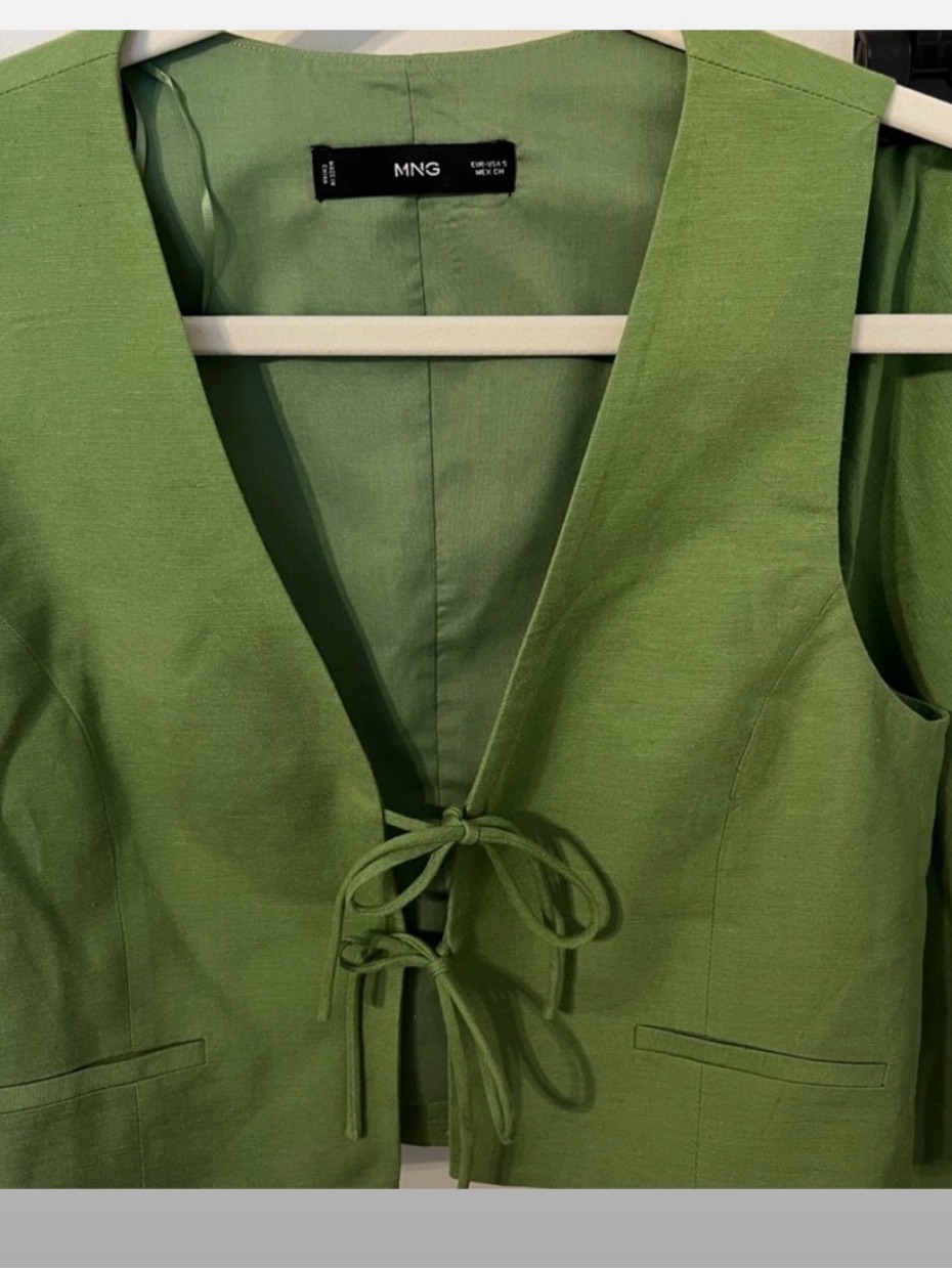 Mango Green Tie-Front Vest, Nwt